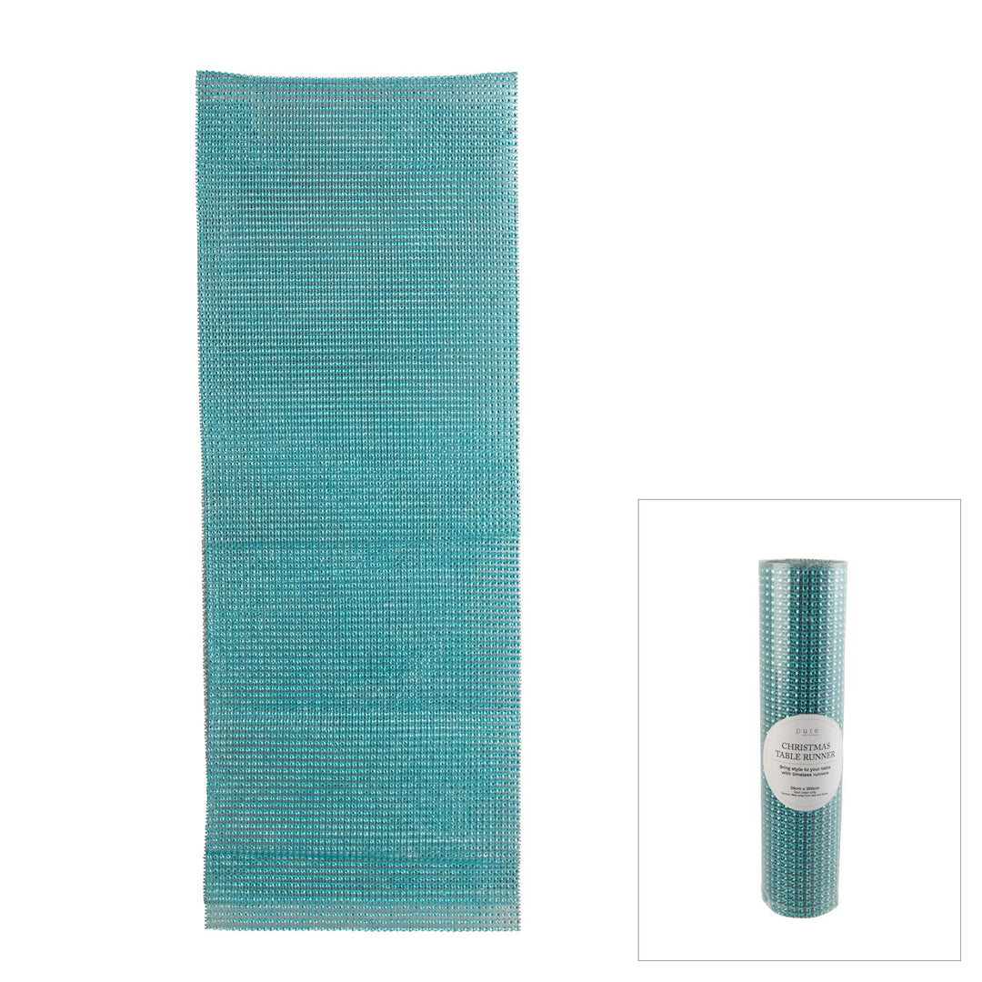 Diamonte Table Runner 25X200cm Aqua 25x200x1