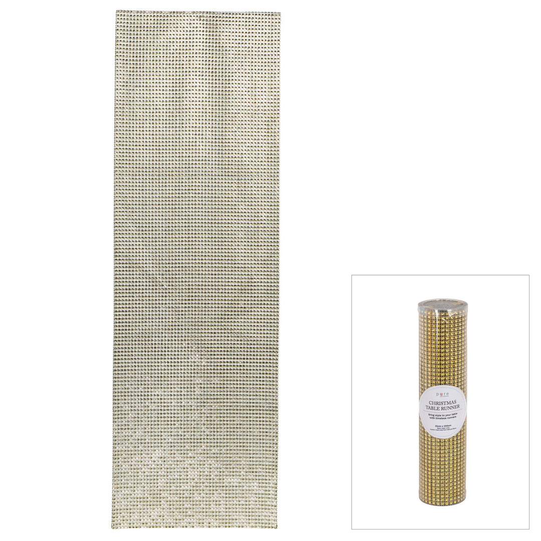 Diamonte Table Runner 25X200cm Gold 200x24x1