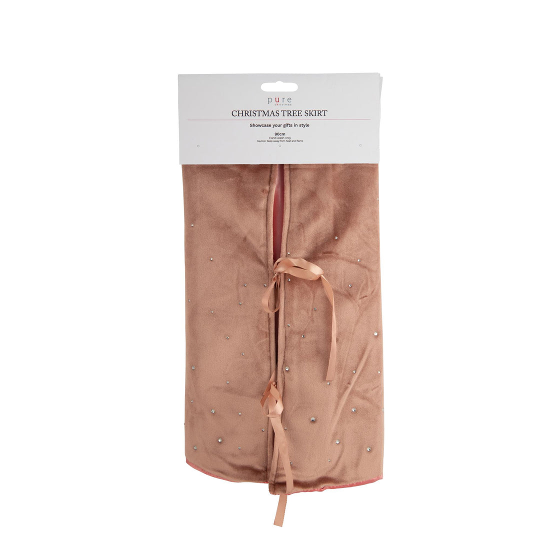 Velvet Diamonte 90Cm Tree Skirt Dk Pink