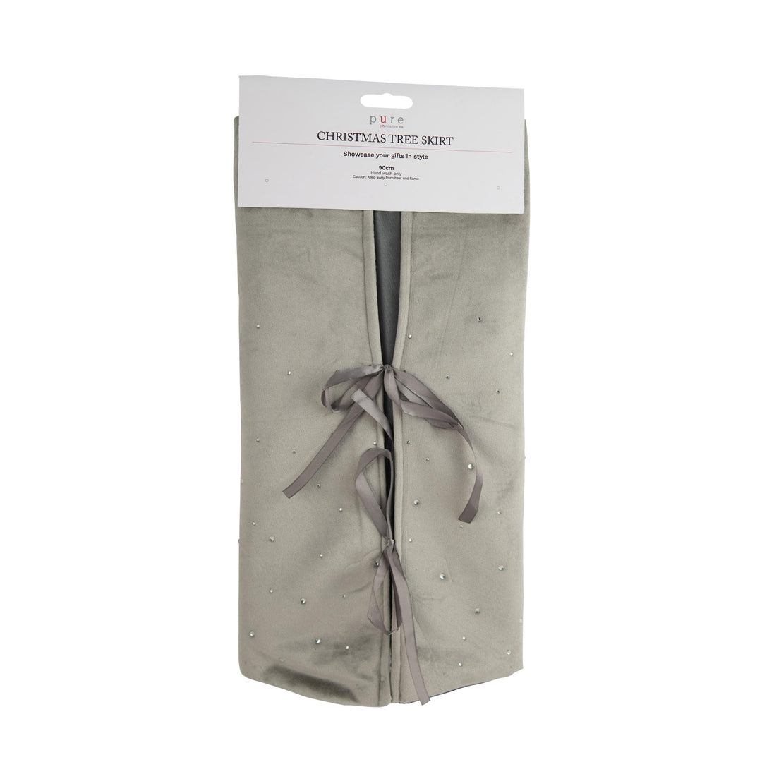 Velvet Diamonte 90Cm Tree Skirt Silver