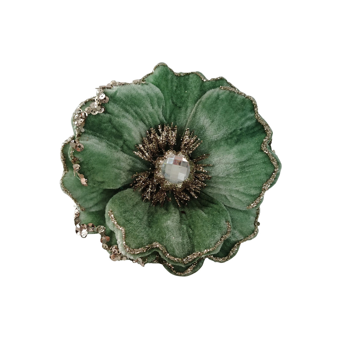 Clip On Fabric Magnolia Mint Champagne 13cm