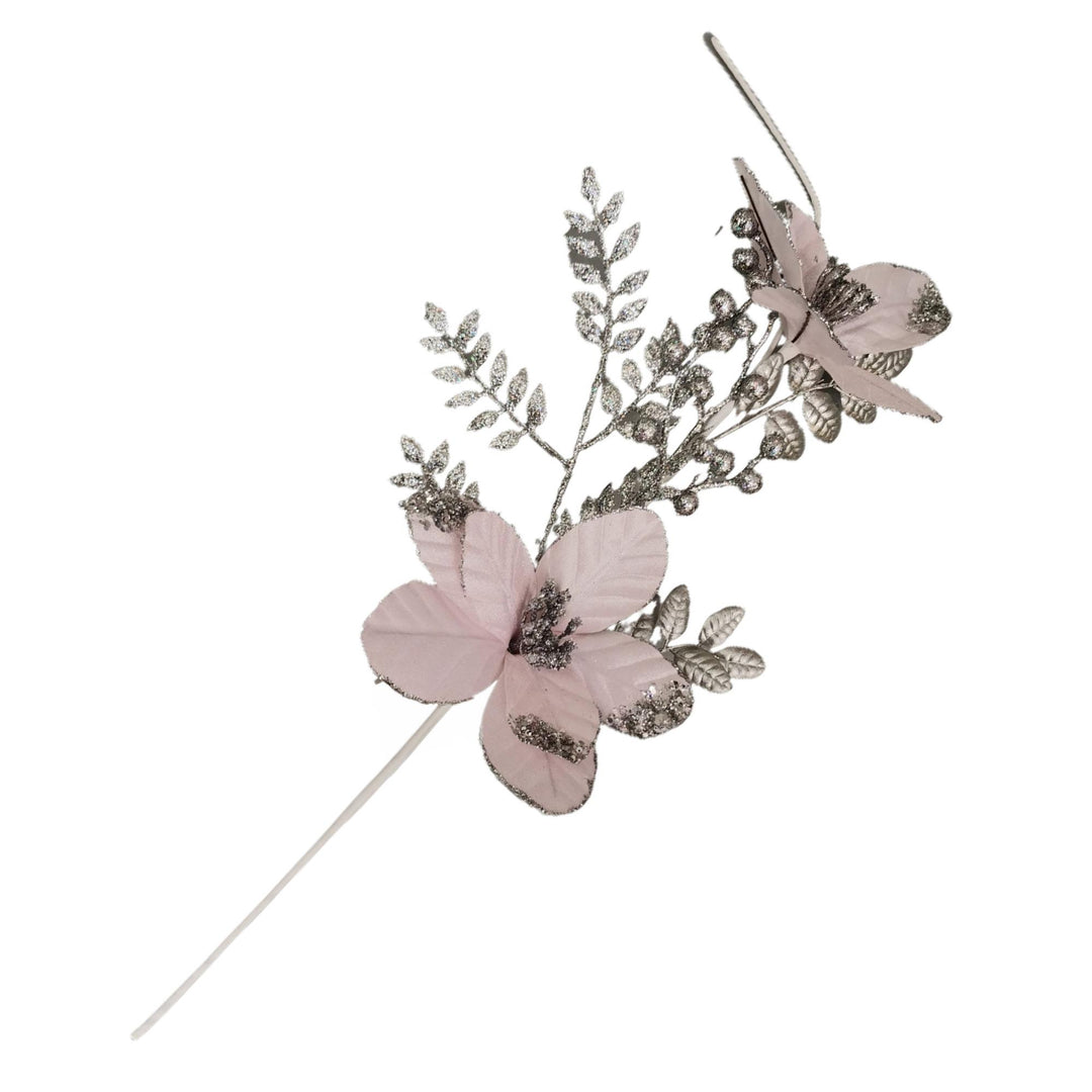 Velvet Magnolia Spray Pink Silver 70x20