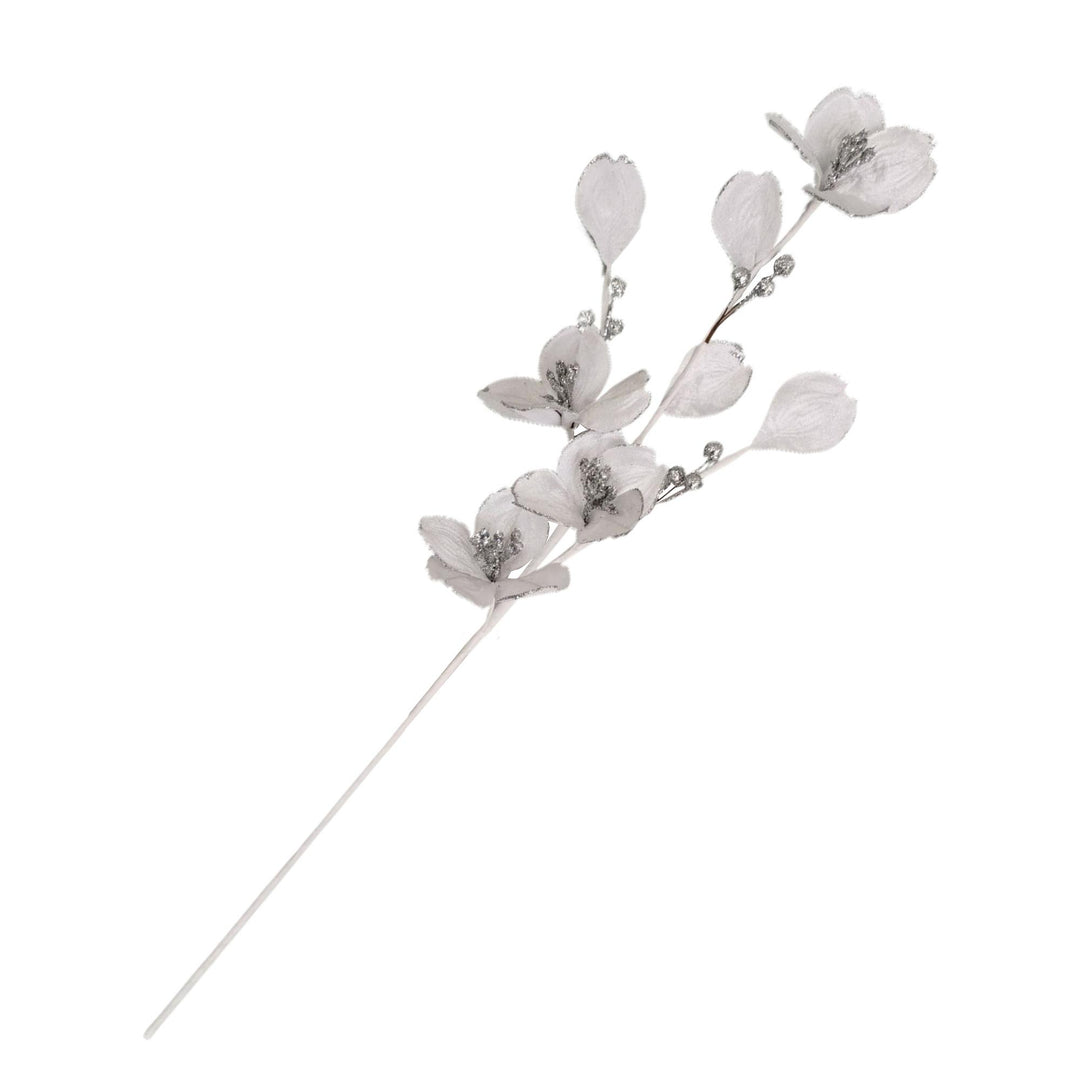 Velvet Petal Spray White Silver 66x17