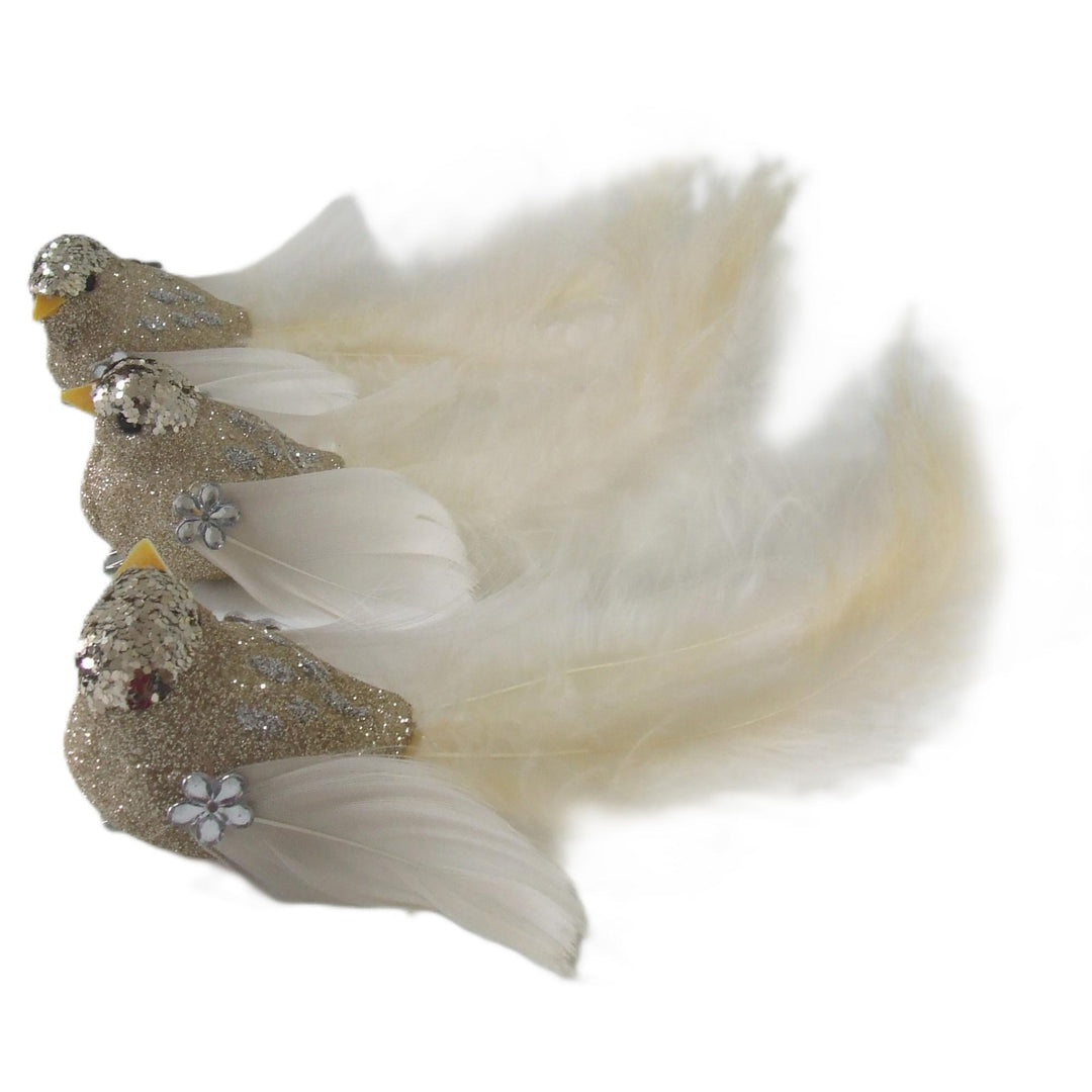 Clip On Bird Champagne Silver Assorted 15cm