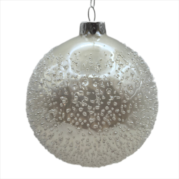 Glass 10cm Bauble Pearl