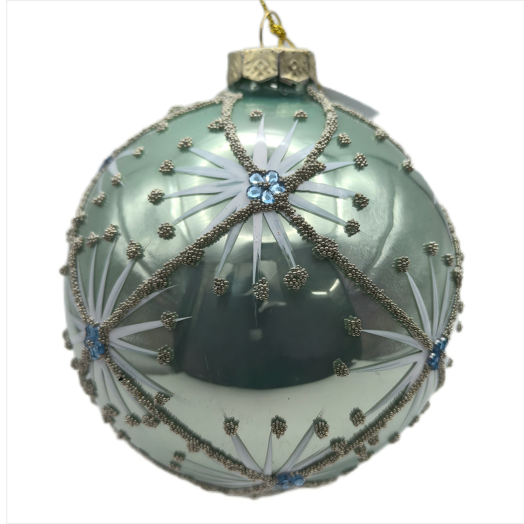 Glass 10cm Bauble Tiffany Snowflake
