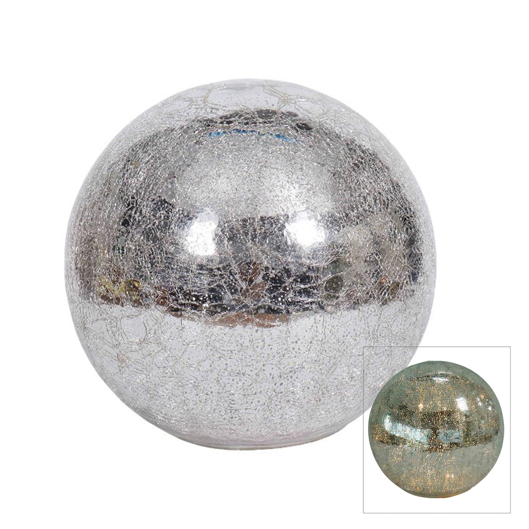 Mercury Glass Led Extra Large Dome Silver 29.5x26.5cm
