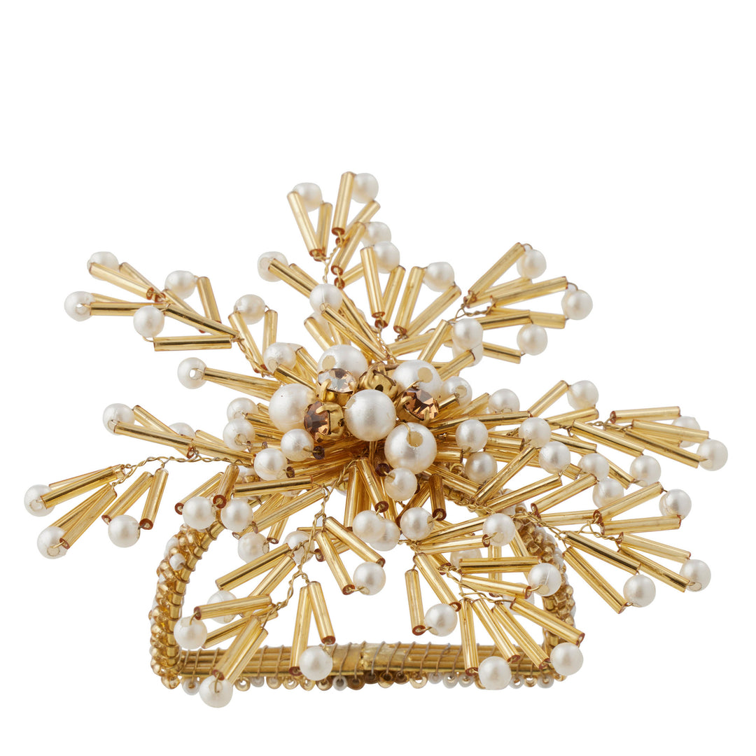 Beaded Pearl Napkin Ring Acrylic 10cm Gold