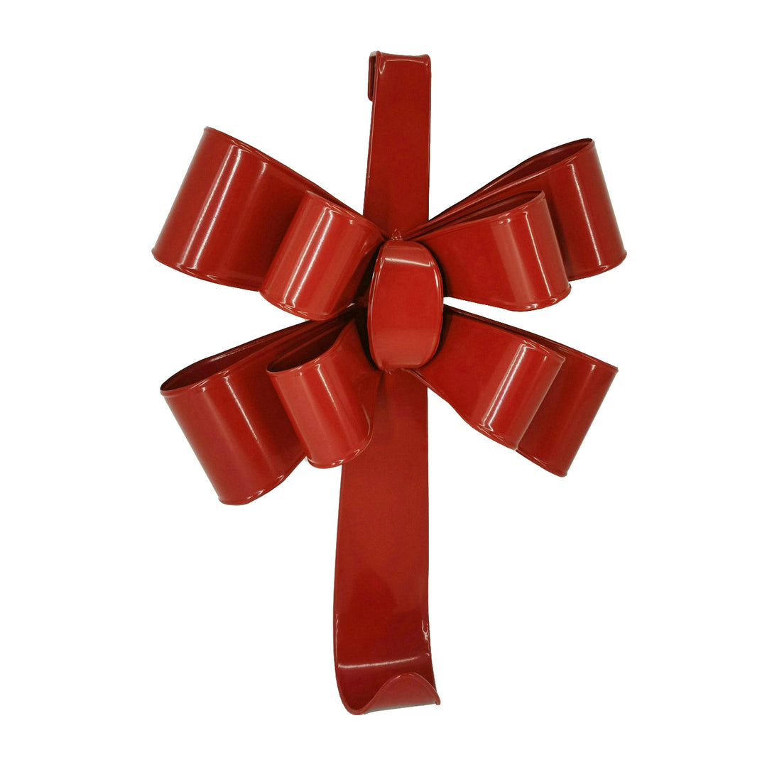 Wreath Hanger Bow Metal 32x44cm Red