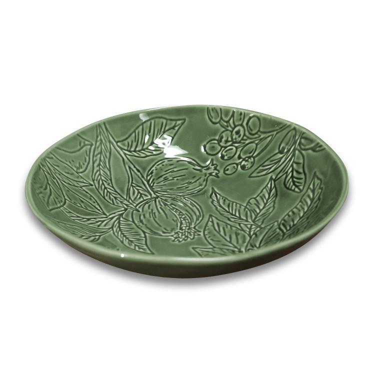 Poinsettia Green Engraved Bowl D28X7cm