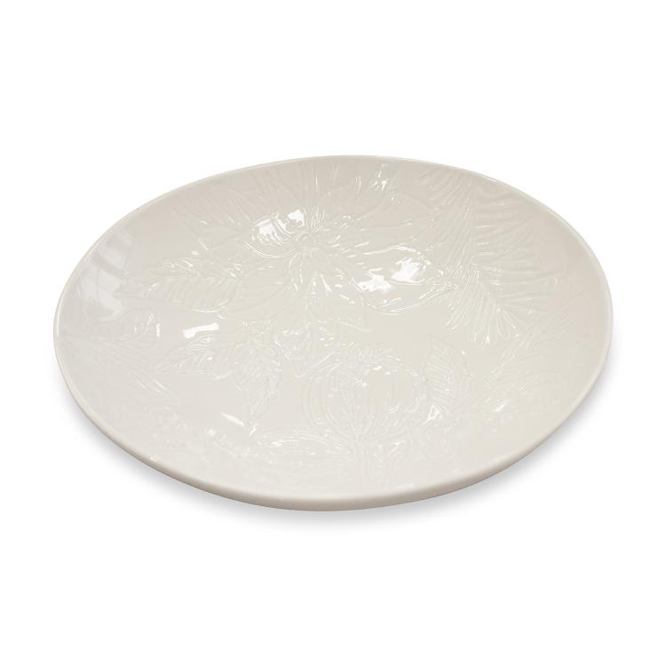 Poinsettia White Engraved Bowl D28X7cm