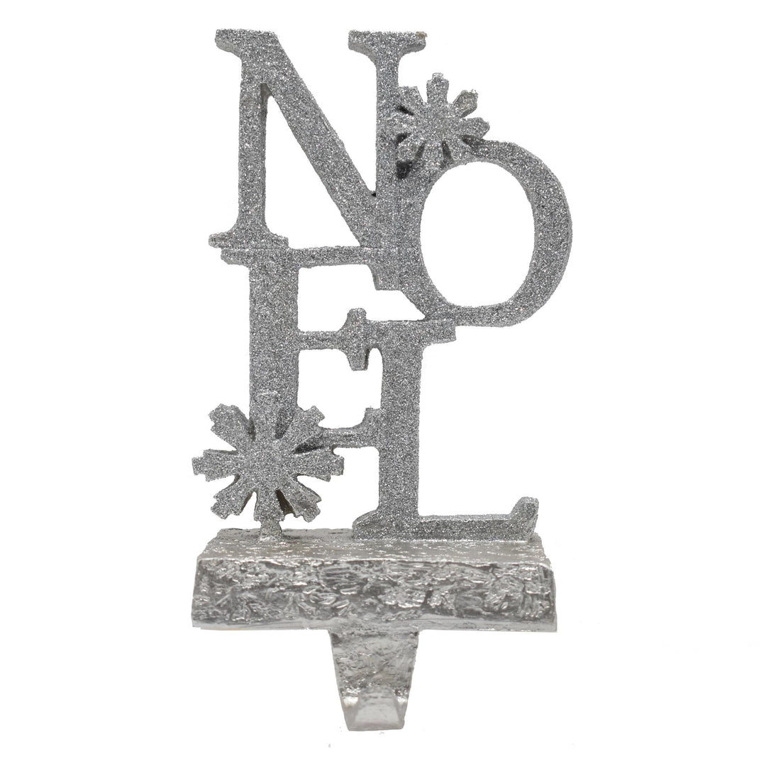 Resin Stocking Holder Noel Silver 11.5x9.5x20cm