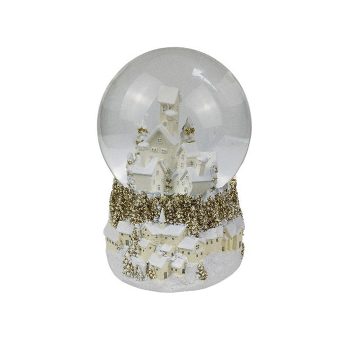 Resin Natural White Village Musical Waterball 12x15.8cm