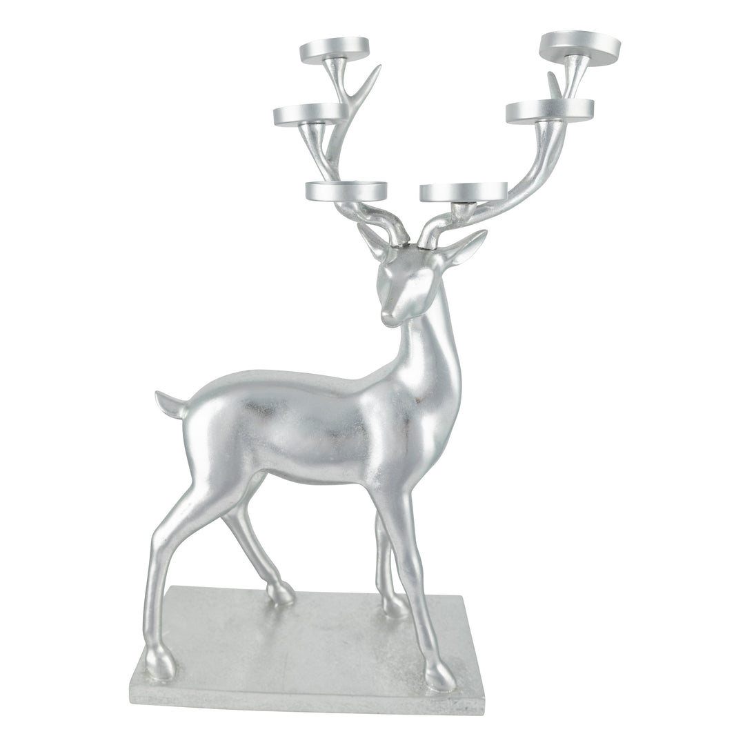 Standing Deer Candle Holder Silver