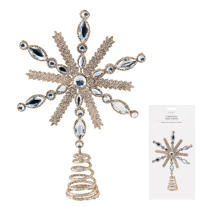 Metal Champagne Glitter Star Topper 14x4x22.5