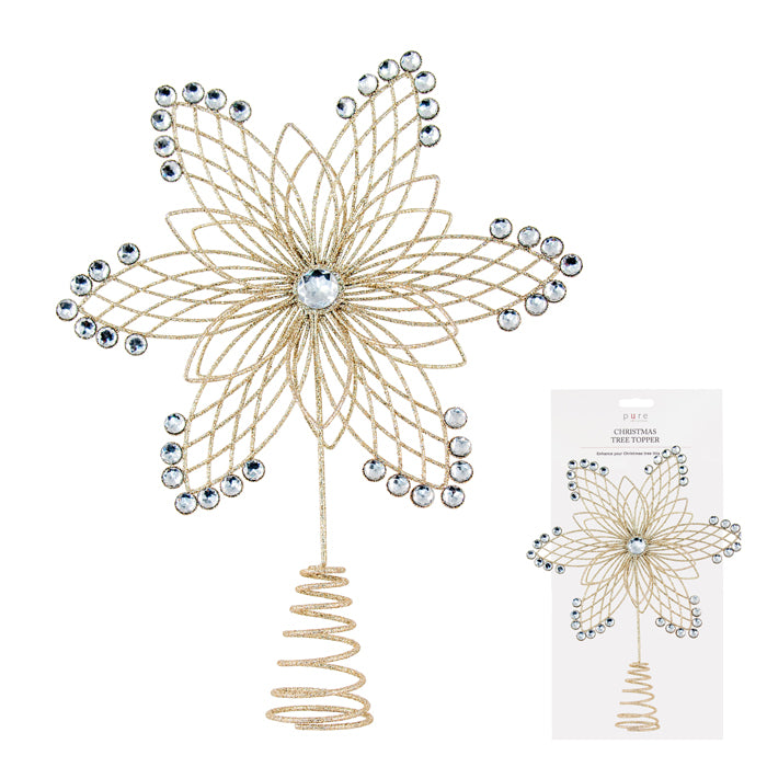 Wire Flower Treetopper Champagne 25x5x33