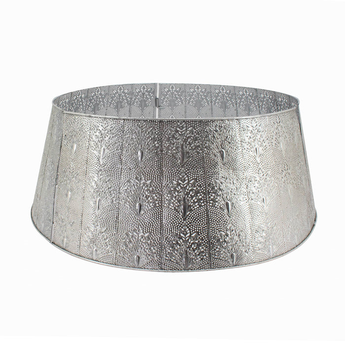 Metal Cut Out Tree Skirt Silver 69x25cm