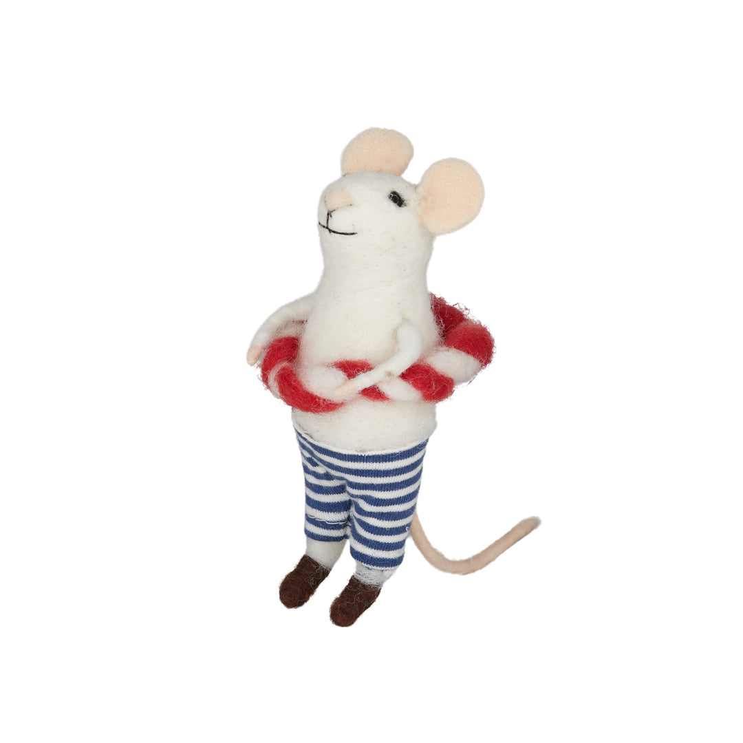 Beach Mouse Hanger Felt 7x8cm White
