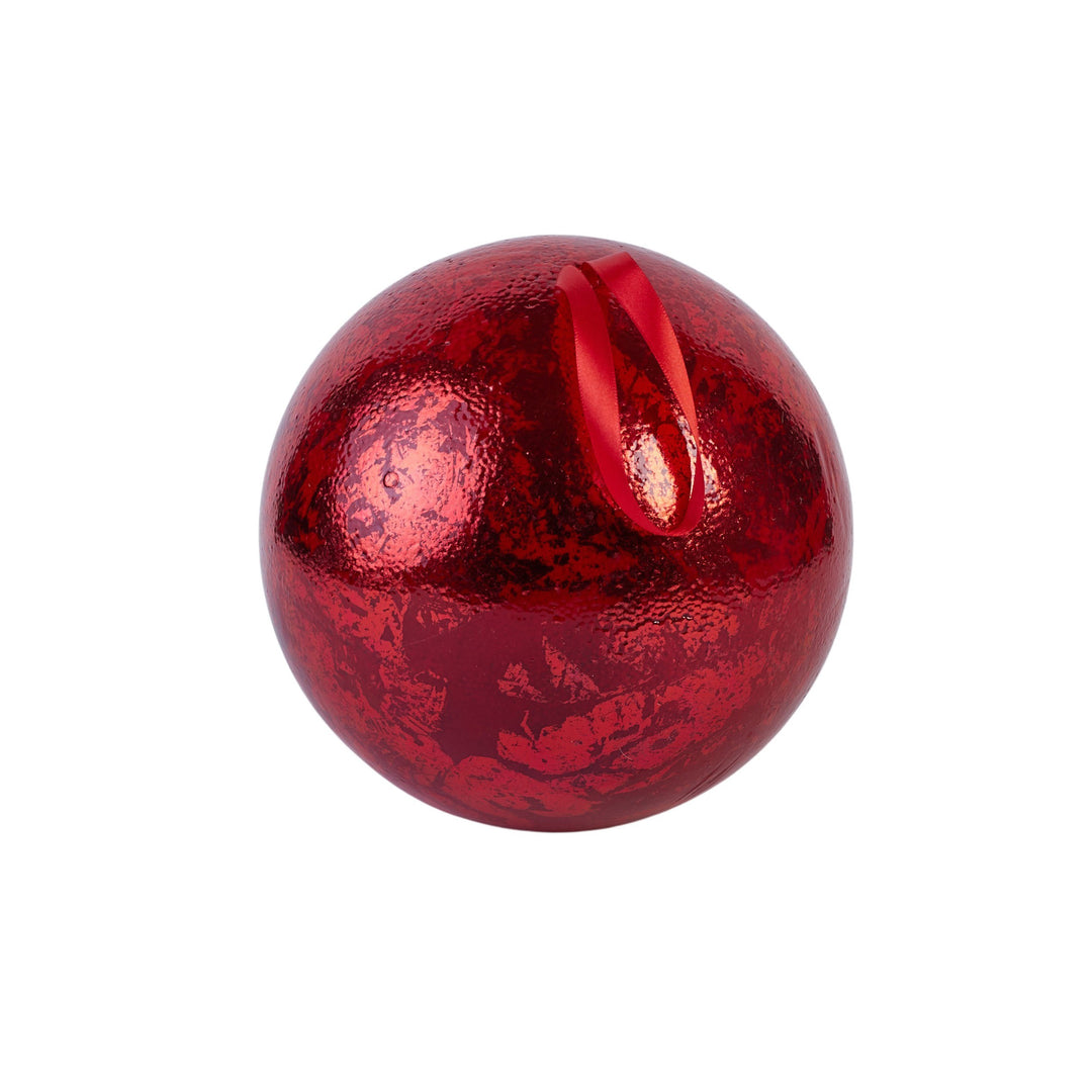20cm Foam Antique Finish Bauble Red