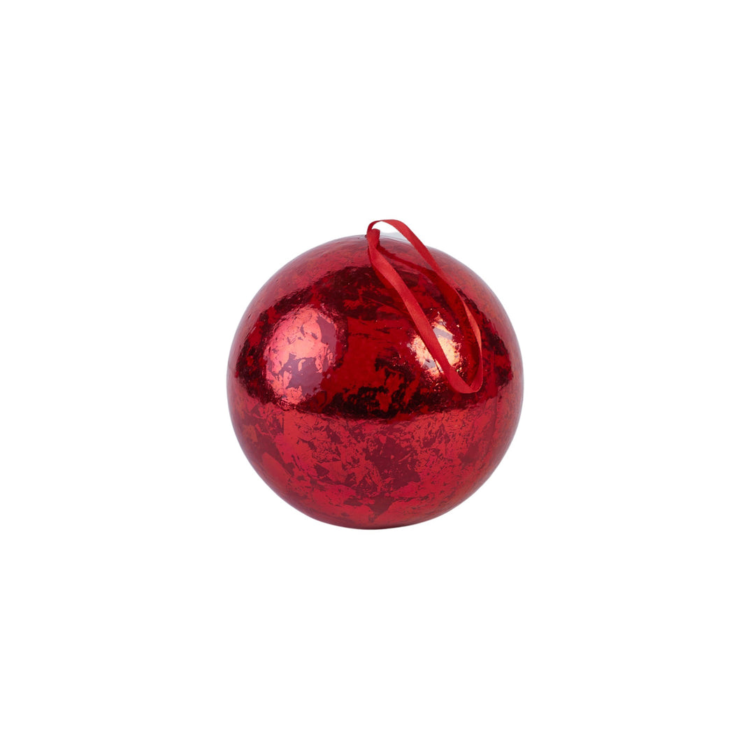 15cm Foam Antique Finish Bauble Red