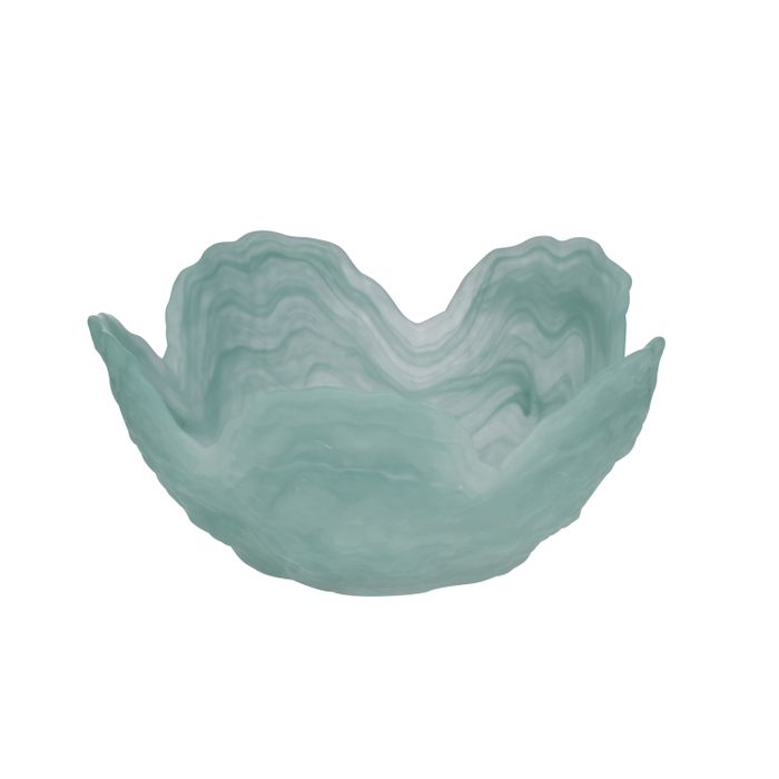 Sienna Glass Bowl 16x7.5cm Grn/Wht