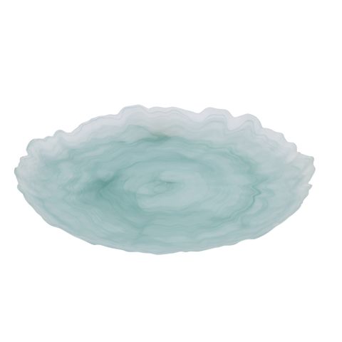 Sienna Glass Platter 33.5cm Grn/Wht