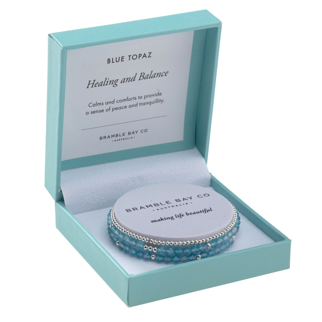 Trio Bracelet Set Blue Topaz Healing & Balance