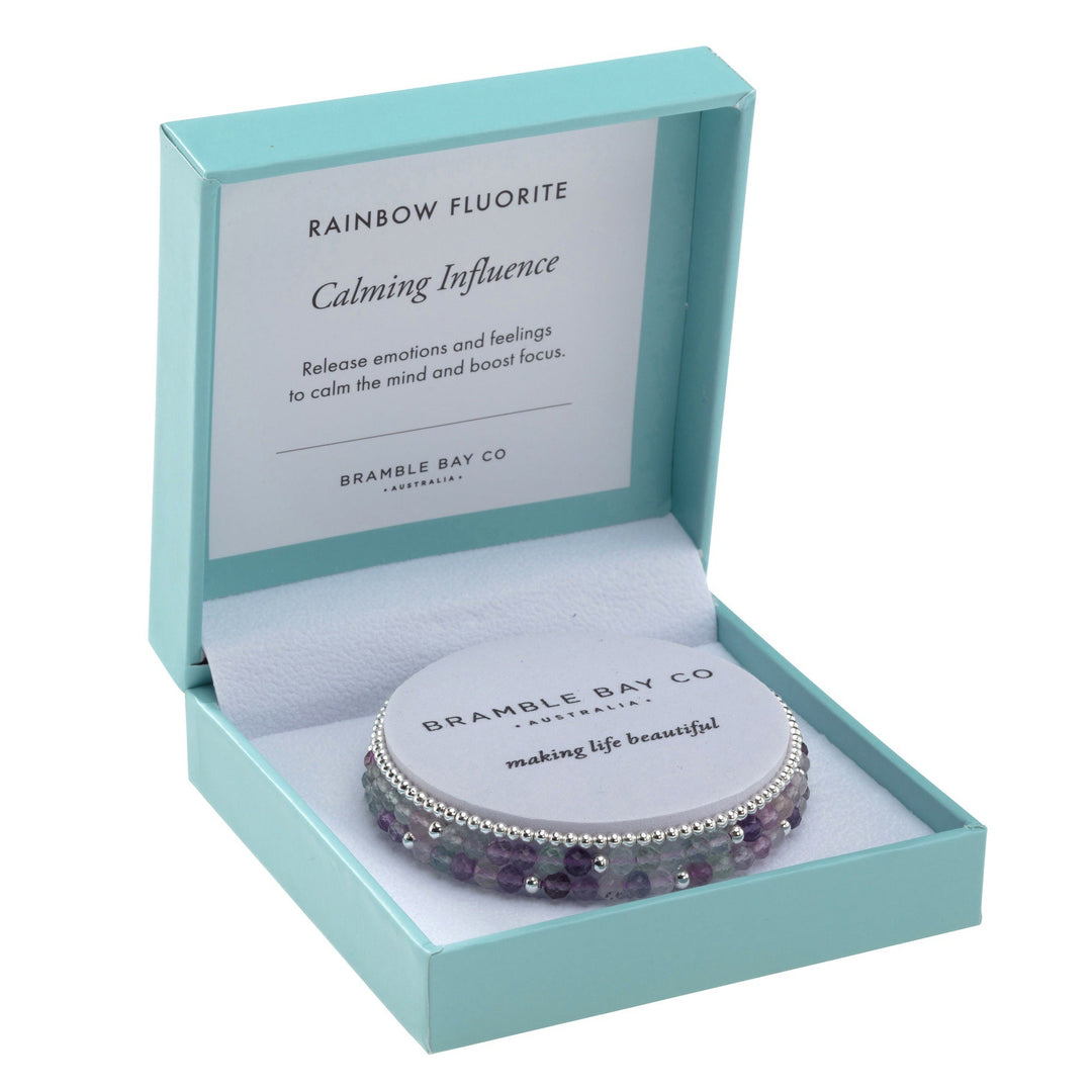 Trio Bracelet Set Rainbow Fluorite Calming Influence