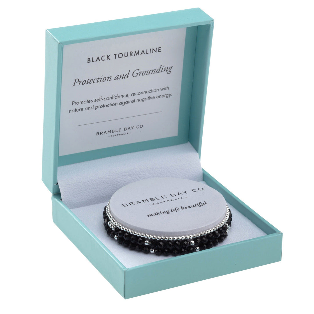 Trio Bracelet Set Black Tourmaline Protection & Grounding