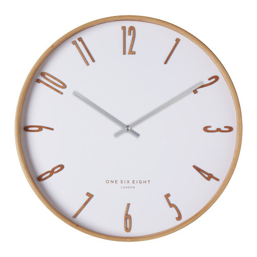 Mason White & Timber Clock 53cm