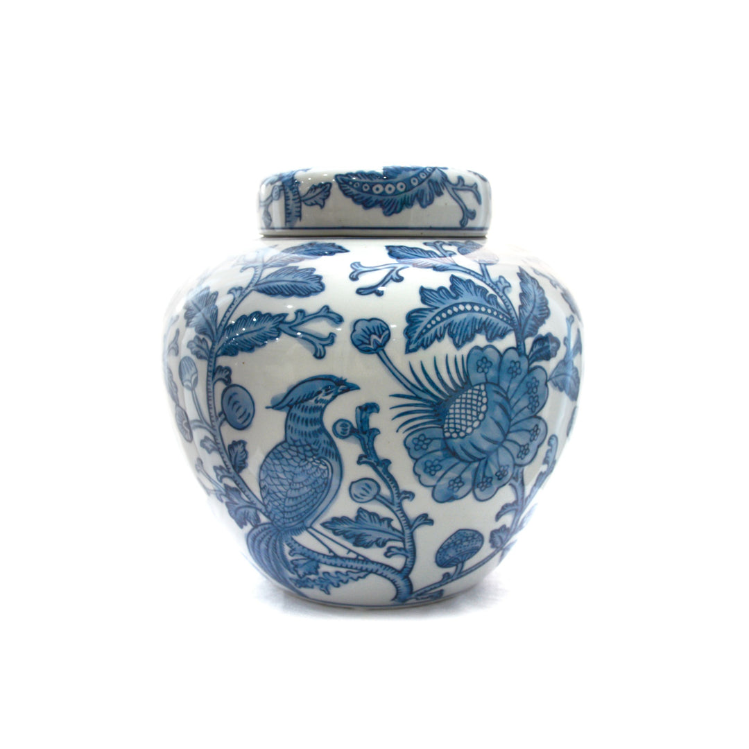 Chinoiserie Blue & White Ginger Jar 21x23cm