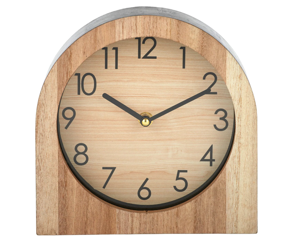 Carnaby Wood Desk Clock 20cm Nat/White