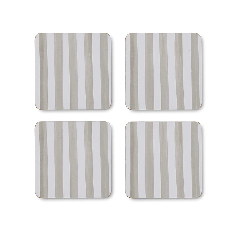 Taylor Stripe Neutral Square Coaster Set 4