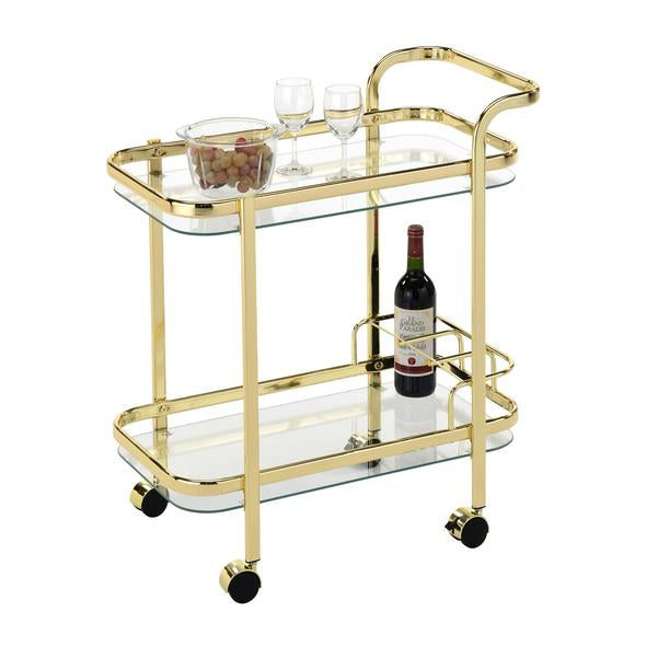 Gold Bar Cart Clear Glass