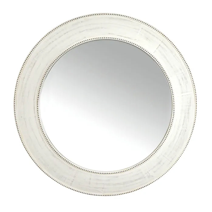 Rania Round White Wood Mirror 90cm