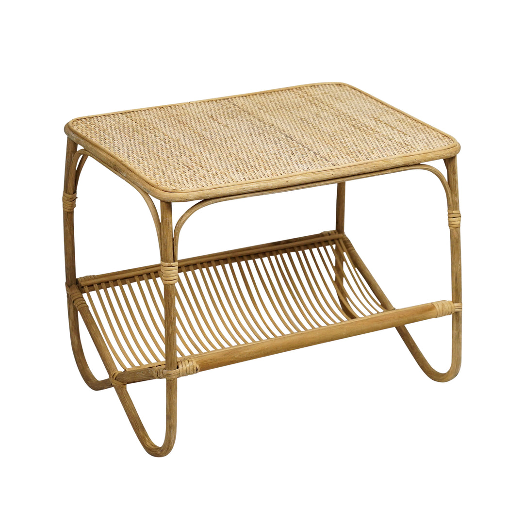 Elton Rattan Natural Rectangular Shelf Table