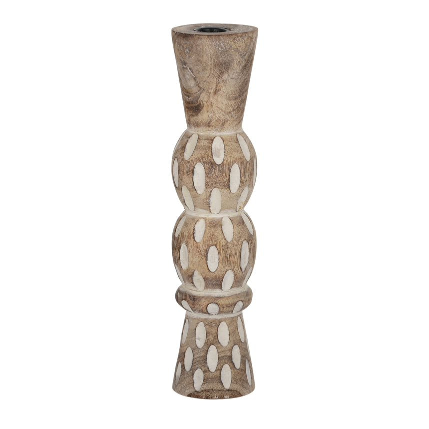 Lunare Wood Candleholder 7x30cm White Wash