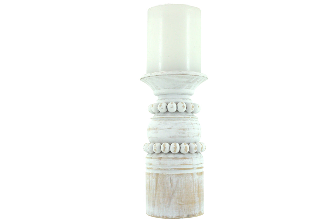 Wooden Candle Stand Medium 11x23 White
