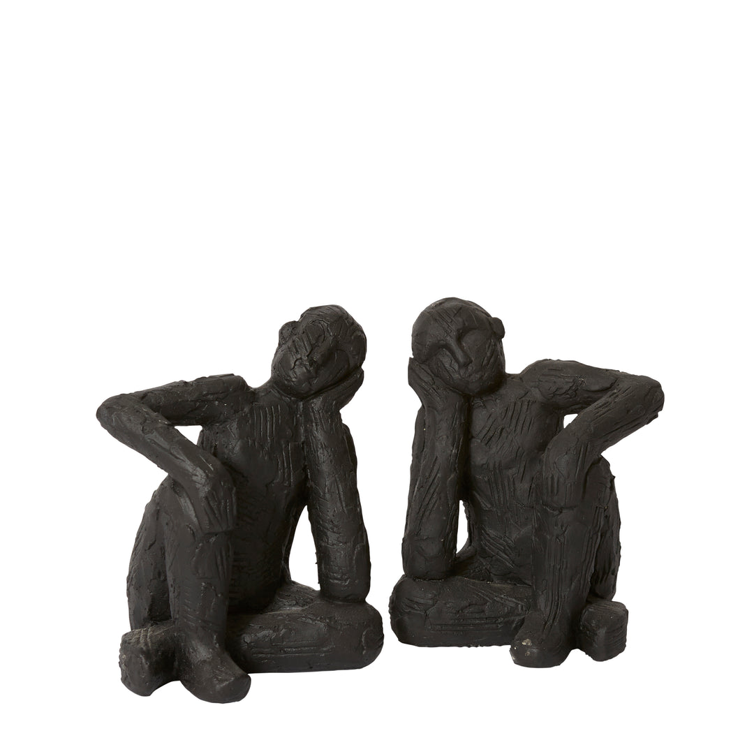 Thinking Man Bookends Set 2 14x12x17cm Black