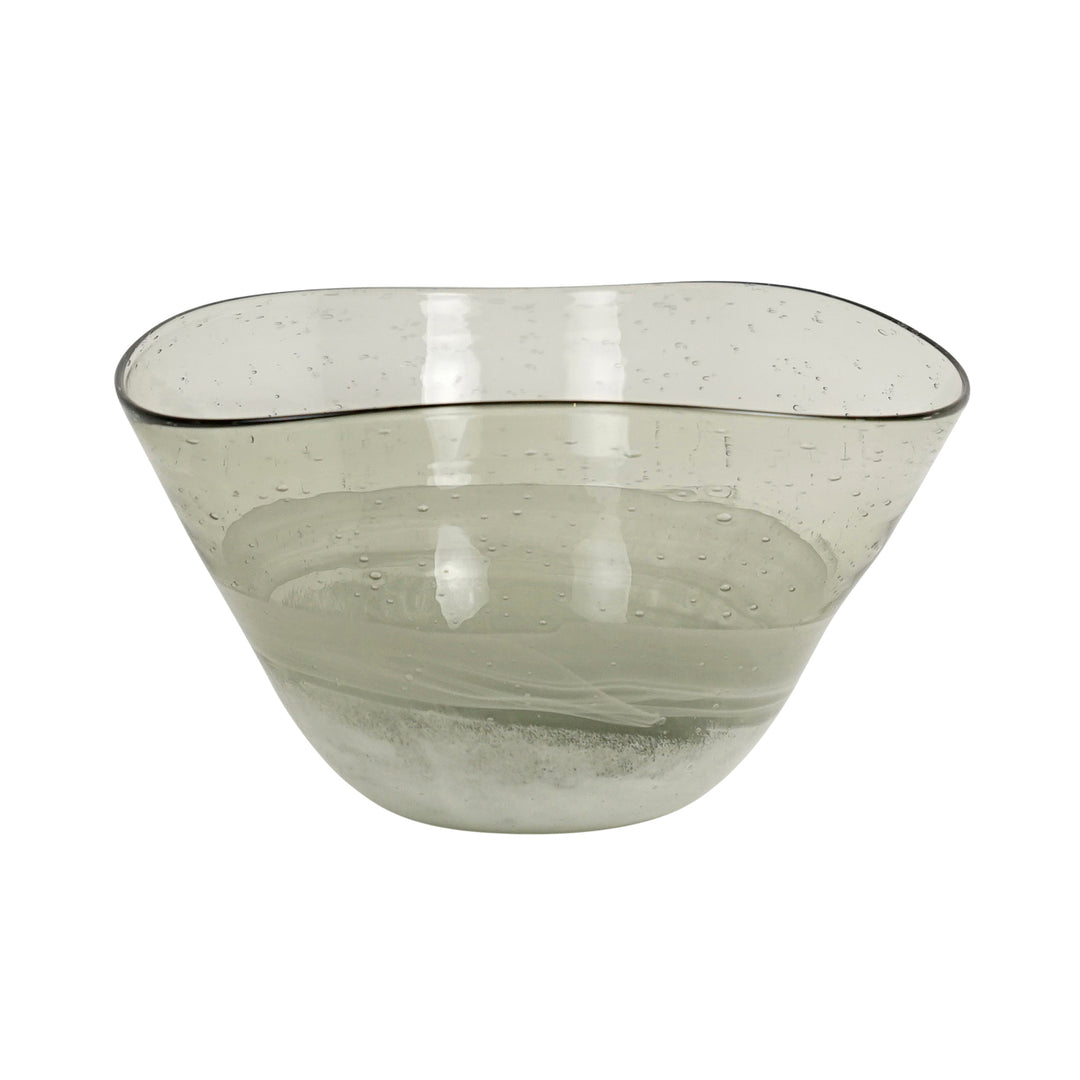 Cristo Glass White Grey Bowl Wide