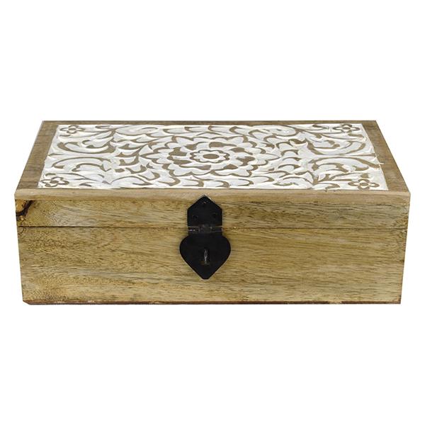 Carved Floral Trinket Box Medium