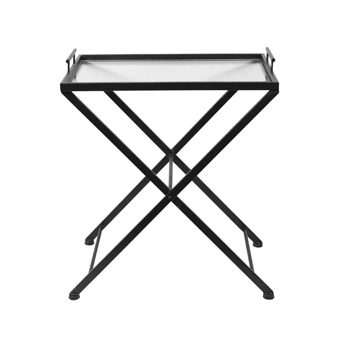 Domo Black Metal Glass Butlers Table