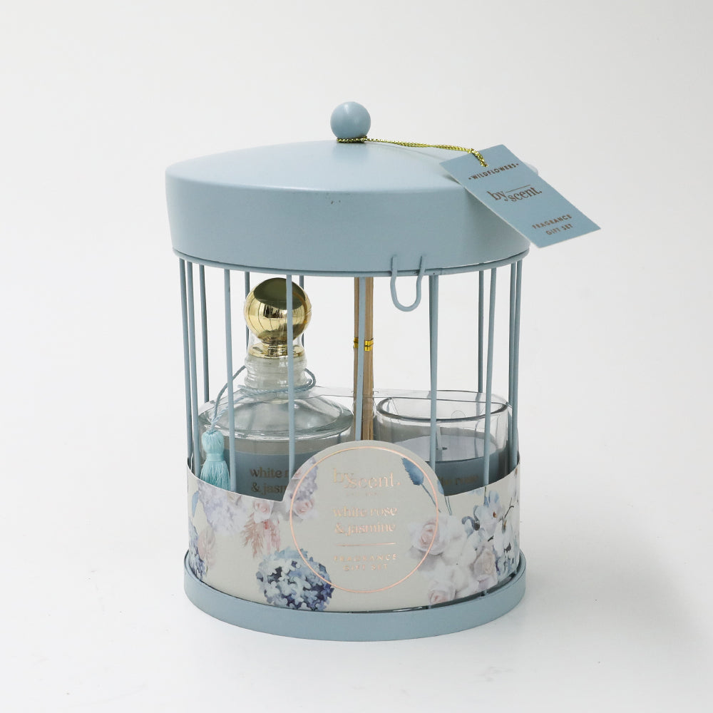 Birdcage White Rose & Jasmine Blue