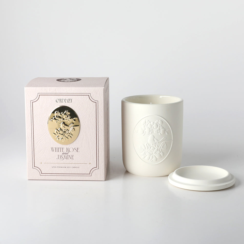Ceramic Candle White Rose & Jasmine