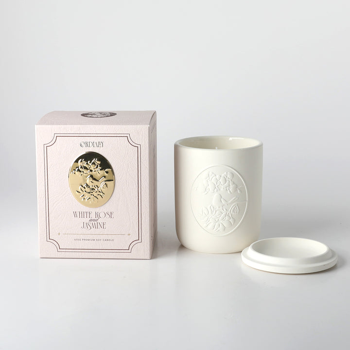 Ceramic Candle White Rose & Jasmine