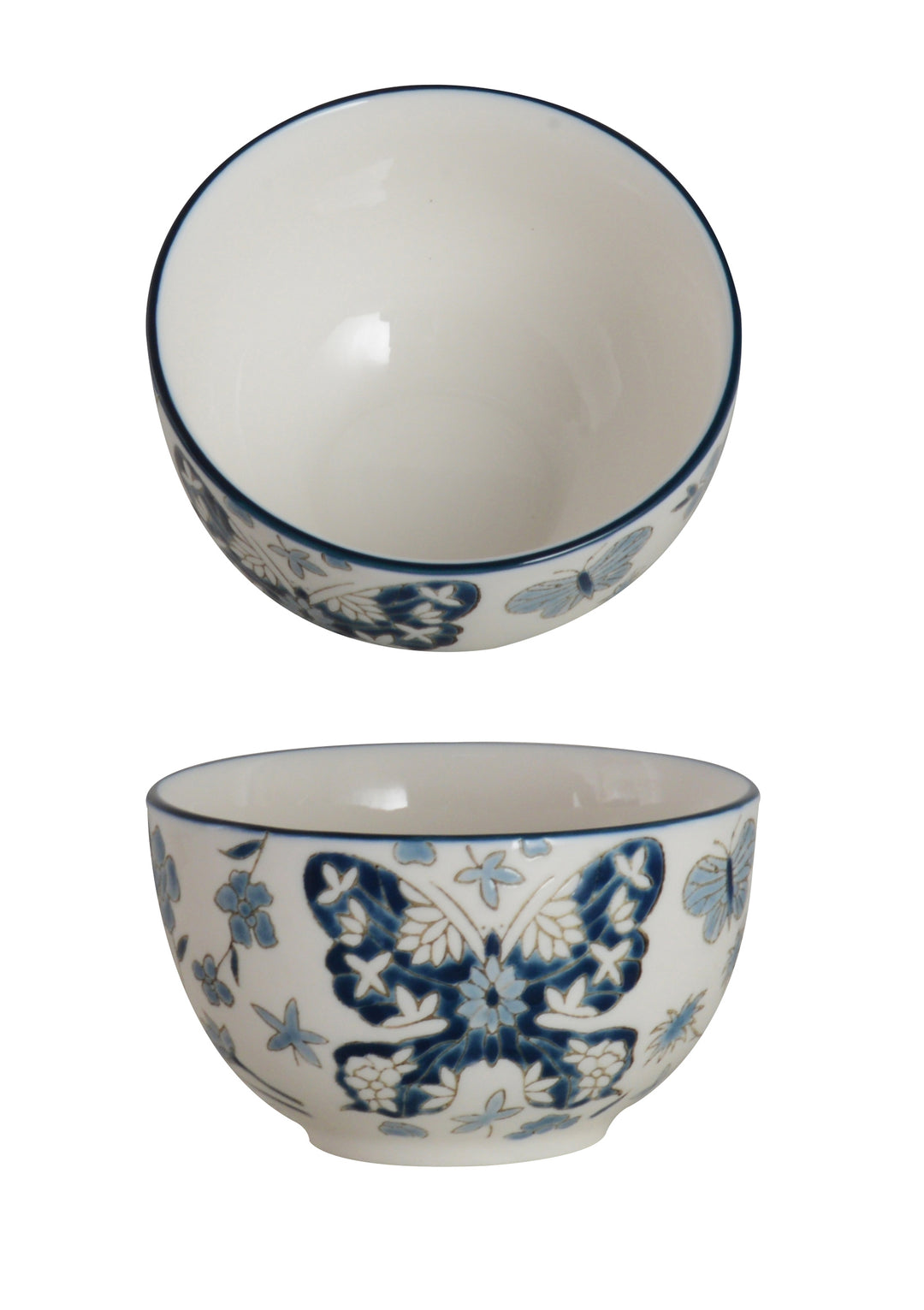 Butterfly Muse S/2 Bowl 13cm White & Blue