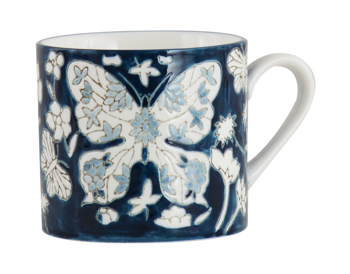 Butterfly Muse S/2 Mug White & Blue