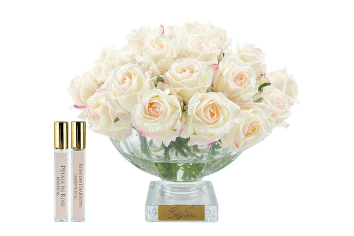 Blush Rose Buds Centre Piece Square Base & Gold