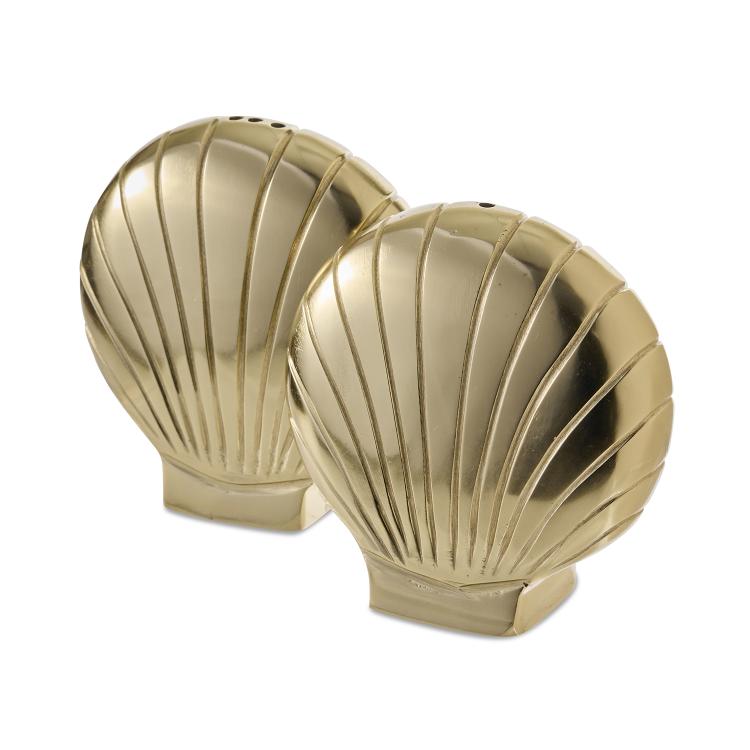 Scallop Salt And Pepper Shaker Gold Set 2