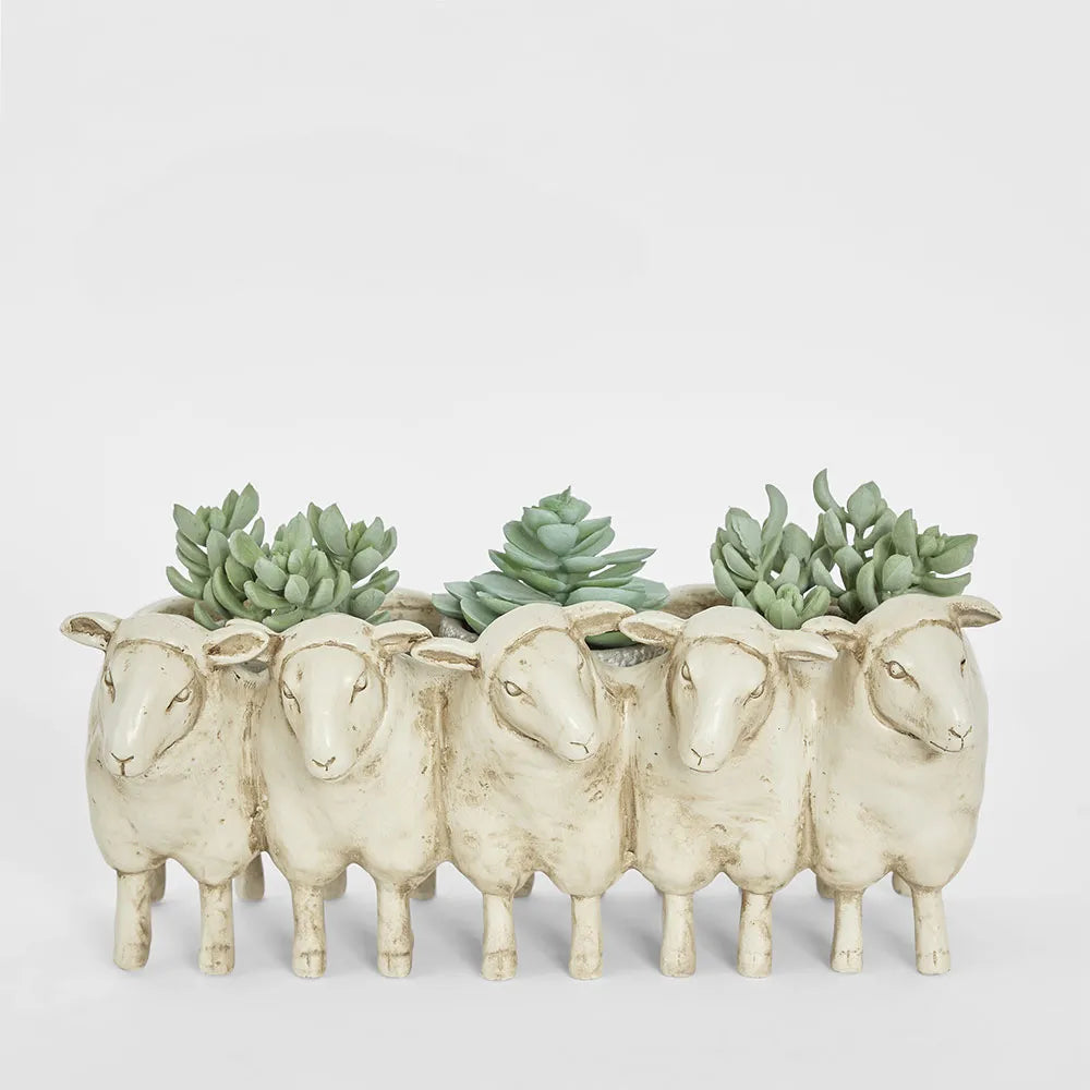 Grazers Sheep Planter Cream 18.2x13cm